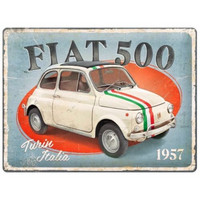 FIAT DOMBORNYOMOTT FÉMTÁBLA, FIAT 500 (1957) kép, fotó